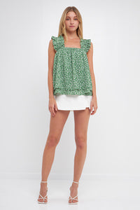Textured Disty Floral Ruffled Baby Doll Top