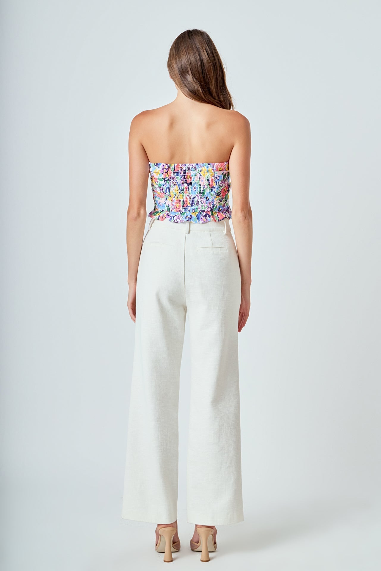 ENDLESS ROSE - Floral Ruched Strapless Top - TOPS available at Objectrare