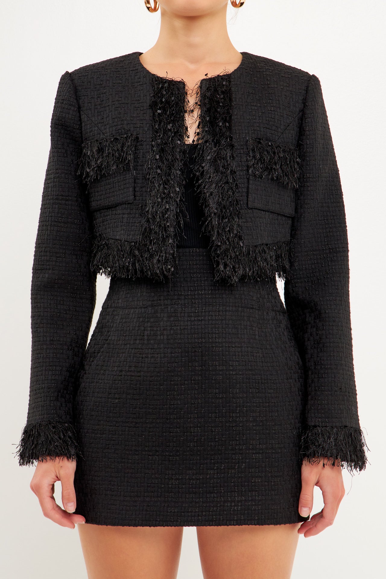 ENDLESS ROSE - Cropped Tweed Jacket - JACKETS available at Objectrare