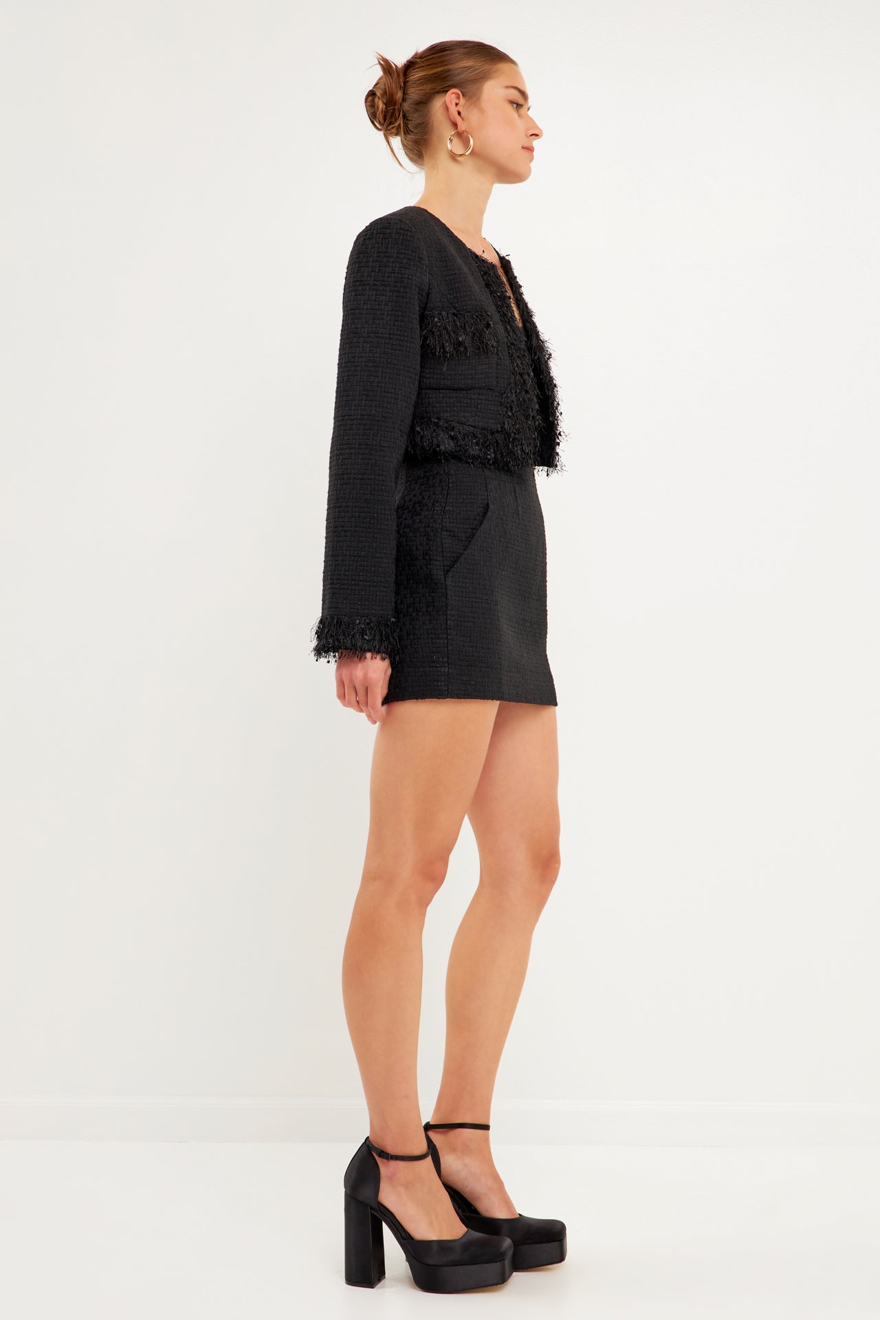 ENDLESS ROSE - Cropped Tweed Jacket - JACKETS available at Objectrare