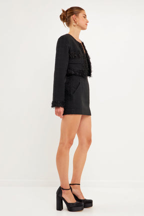 ENDLESS ROSE - Cropped Tweed Jacket - JACKETS available at Objectrare