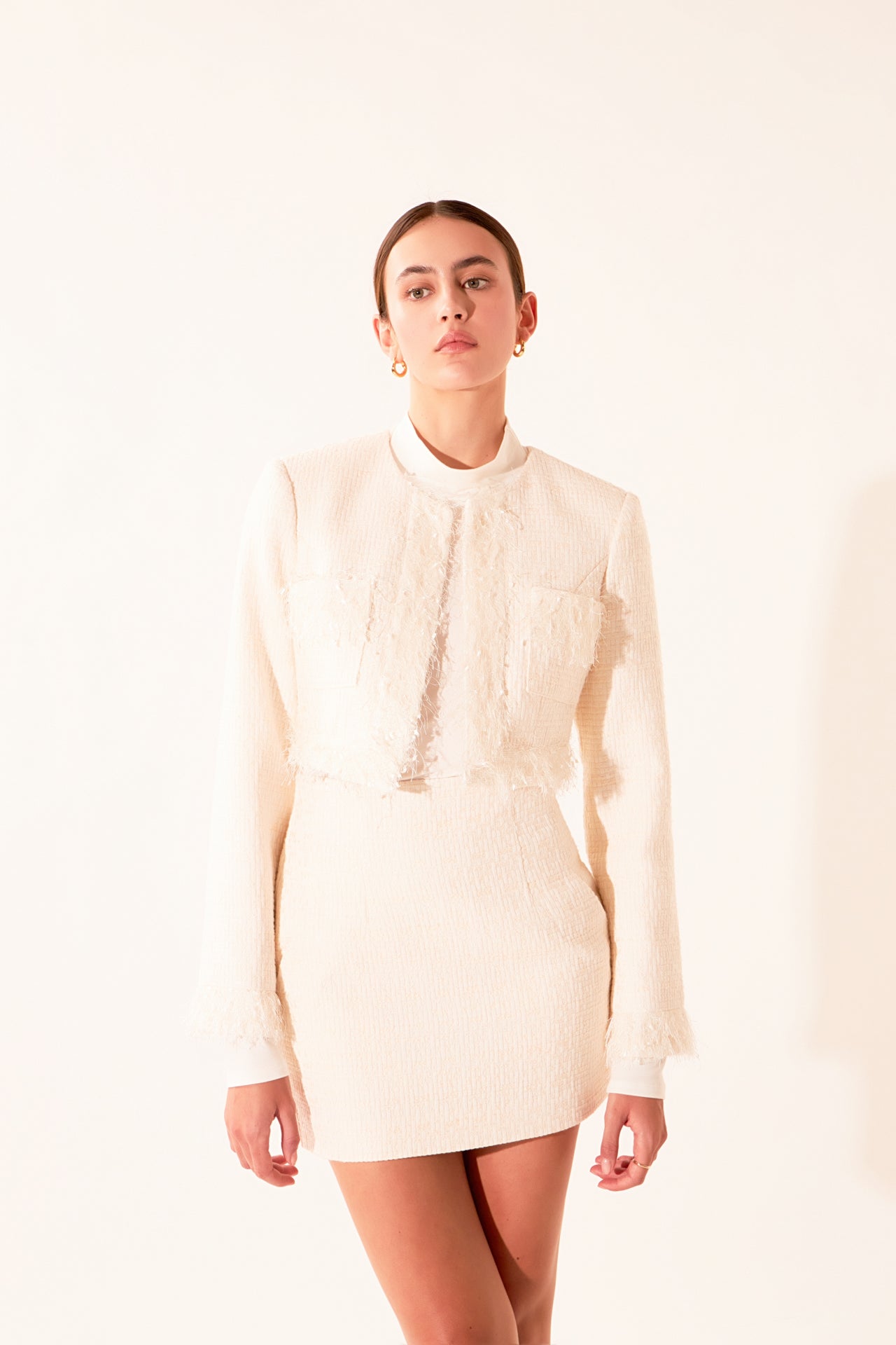 ENDLESS ROSE - Cropped Tweed Jacket - JACKETS available at Objectrare