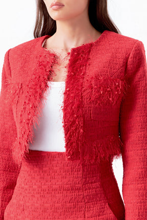 ENDLESS ROSE - Cropped Tweed Jacket - JACKETS available at Objectrare