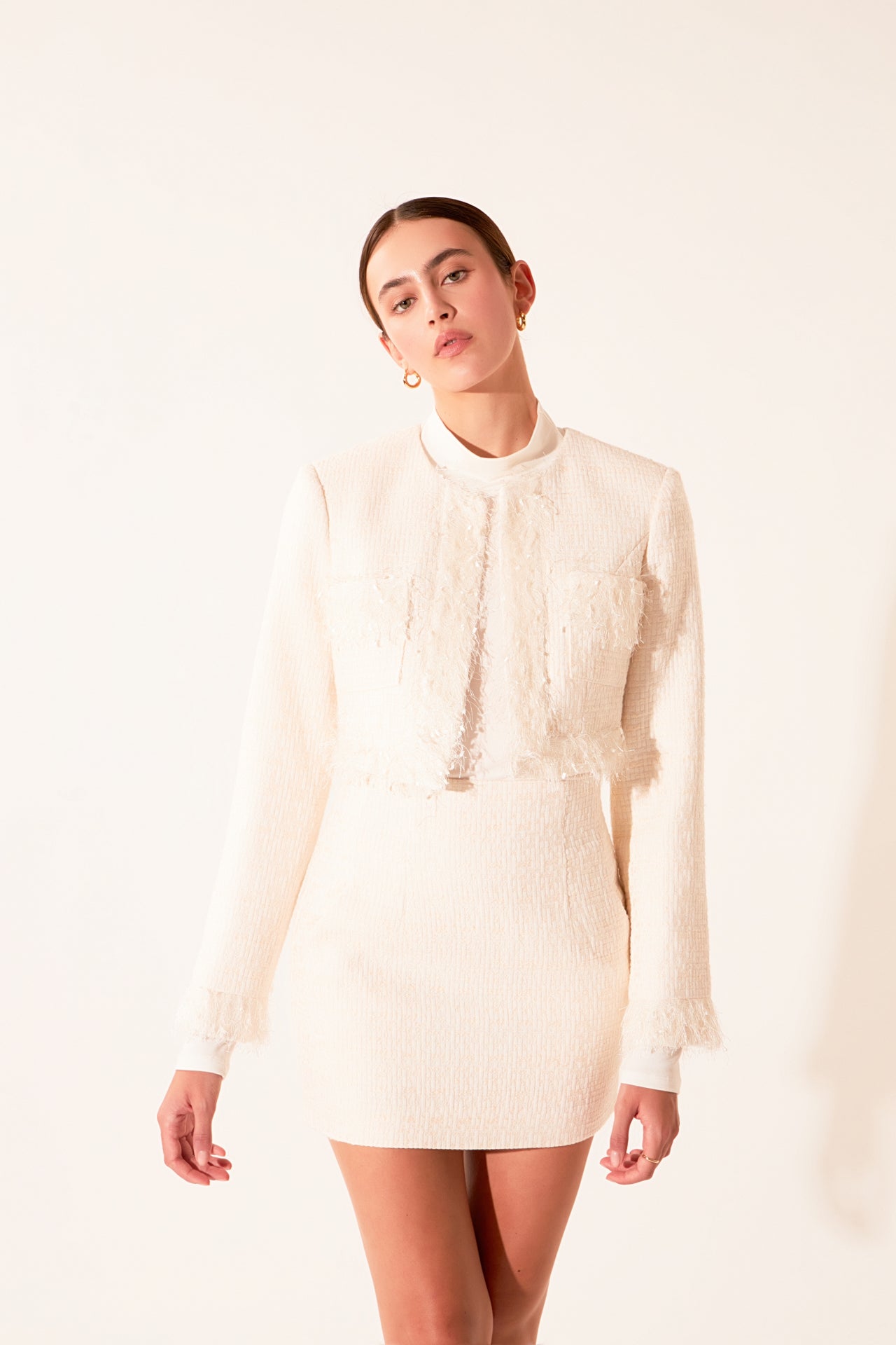 ENDLESS ROSE - High-Waisted Tweed Skirt - SKIRTS available at Objectrare