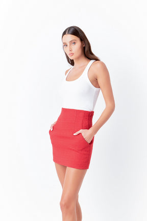 ENDLESS ROSE - High-Waisted Tweed Skirt - SKIRTS available at Objectrare