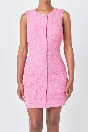 Endless Rose - Sleeveless Tweed Mini Dress