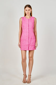 ENDLESS ROSE - Sleeveless Tweed Mini Dress - DRESSES available at Objectrare