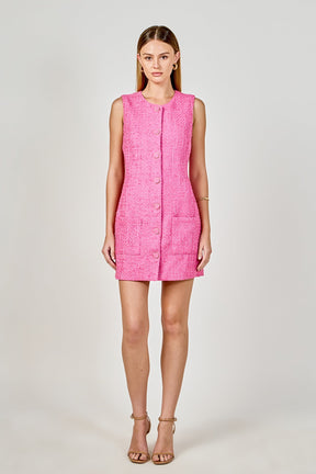 ENDLESS ROSE - Sleeveless Tweed Mini Dress - DRESSES available at Objectrare
