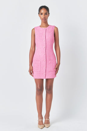 Endless Rose - Sleeveless Tweed Mini Dress