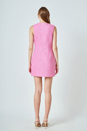 ENDLESS ROSE - Sleeveless Tweed Mini Dress - DRESSES available at Objectrare