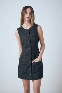 Sleeveless Tweed Mini Dress