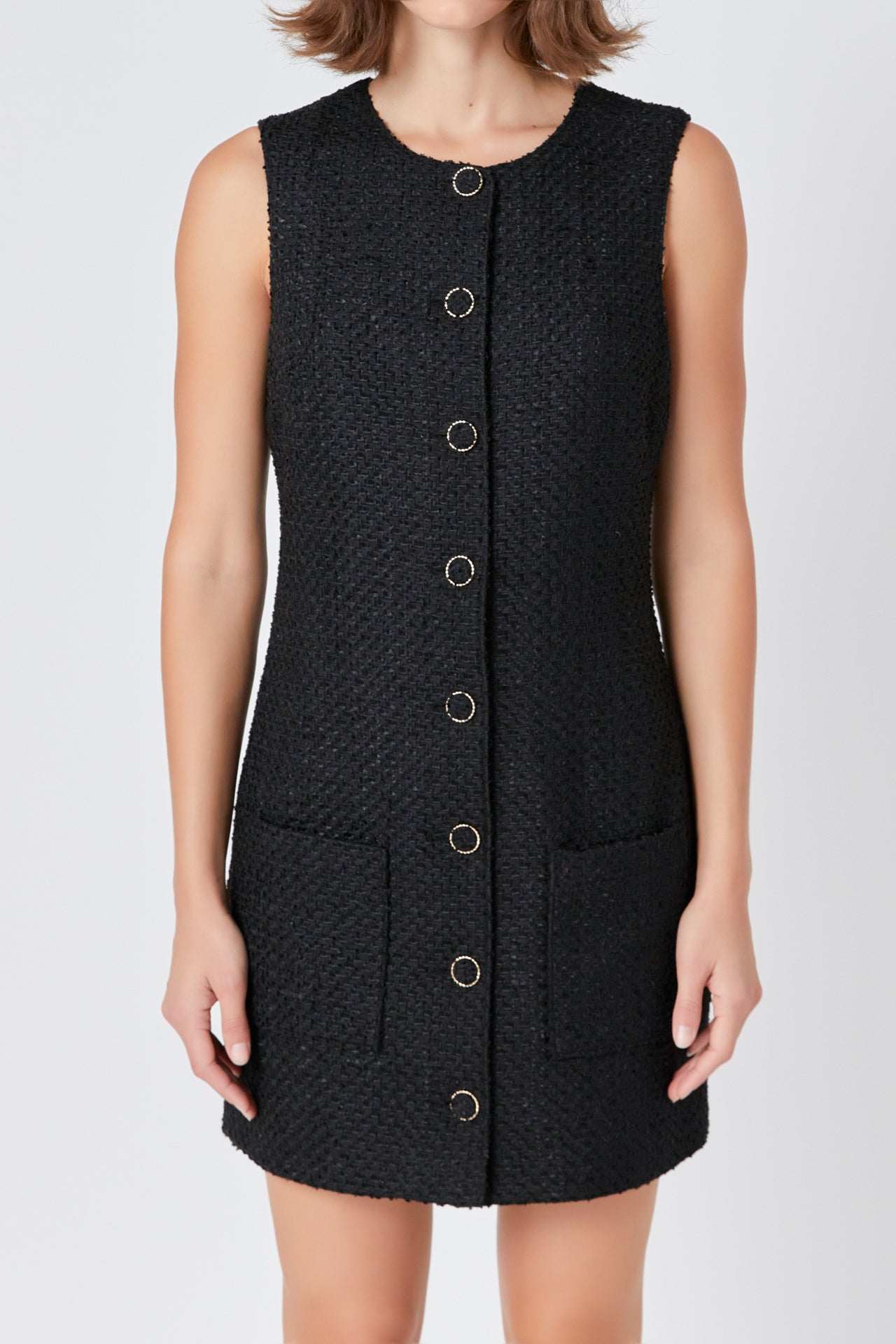 ENDLESS ROSE - Endless Rose - Sleeveless Tweed Mini Dress - DRESSES available at Objectrare