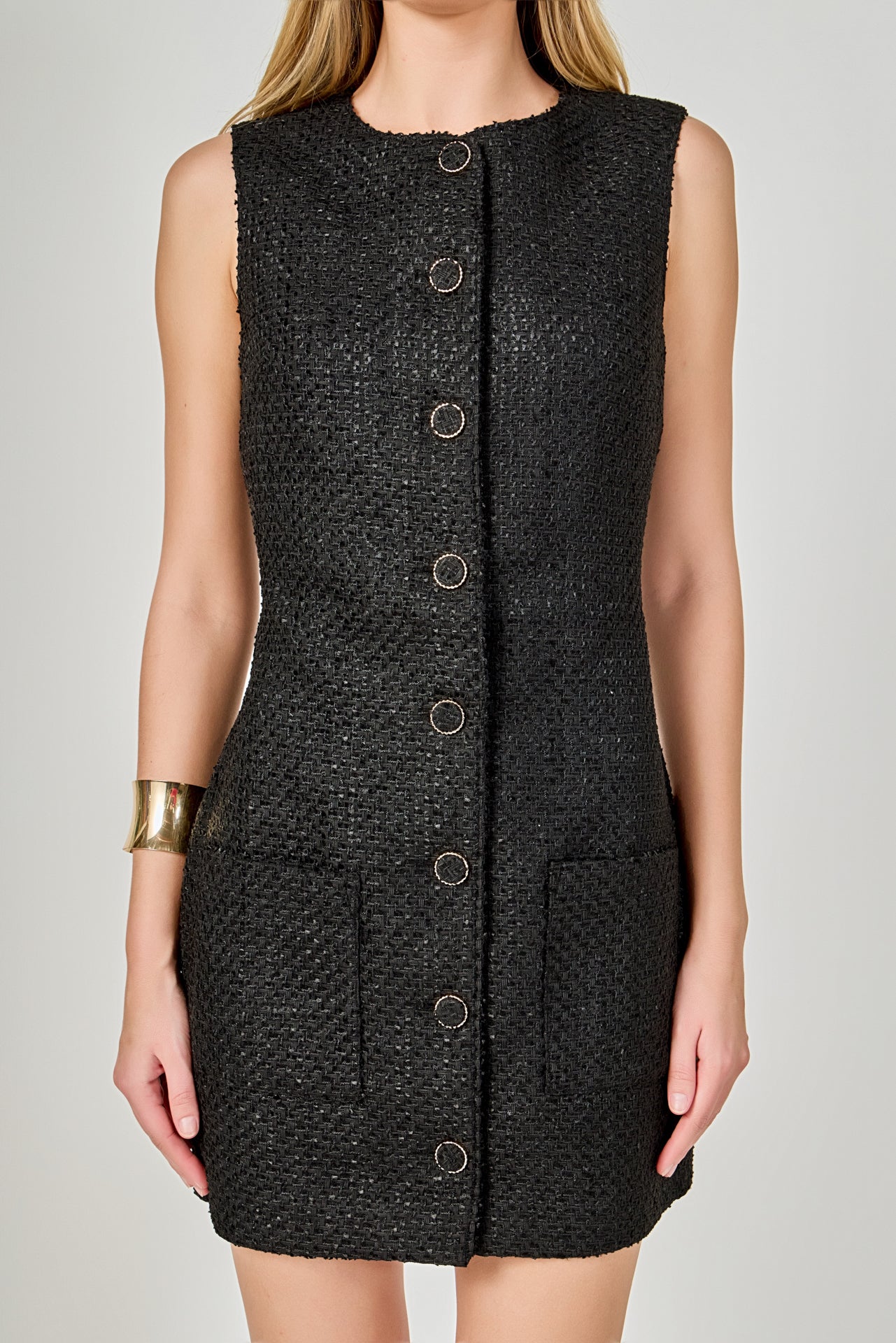Sleeveless Tweed Mini Dress