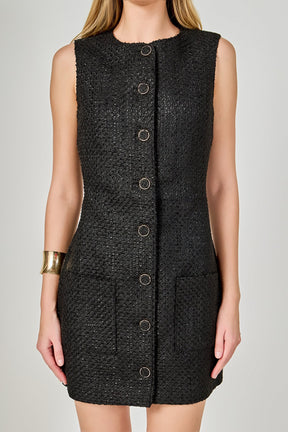 Sleeveless Tweed Mini Dress
