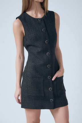 Sleeveless Tweed Mini Dress