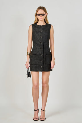 Sleeveless Tweed Mini Dress