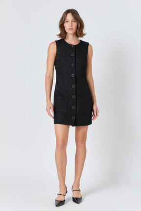 ENDLESS ROSE - Endless Rose - Sleeveless Tweed Mini Dress - DRESSES available at Objectrare