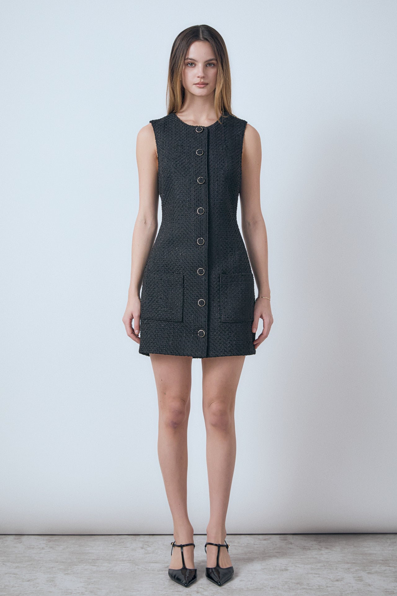 Sleeveless Tweed Mini Dress
