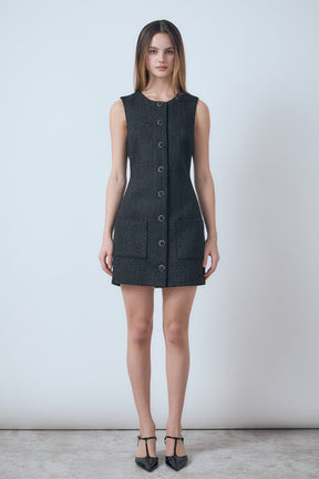 Sleeveless Tweed Mini Dress