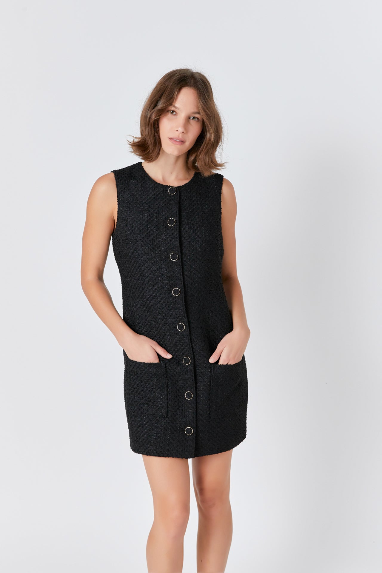 ENDLESS ROSE - Endless Rose - Sleeveless Tweed Mini Dress - DRESSES available at Objectrare