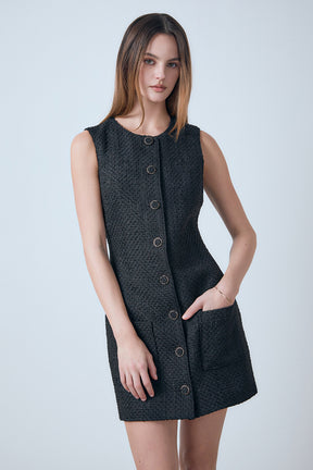 Sleeveless Tweed Mini Dress