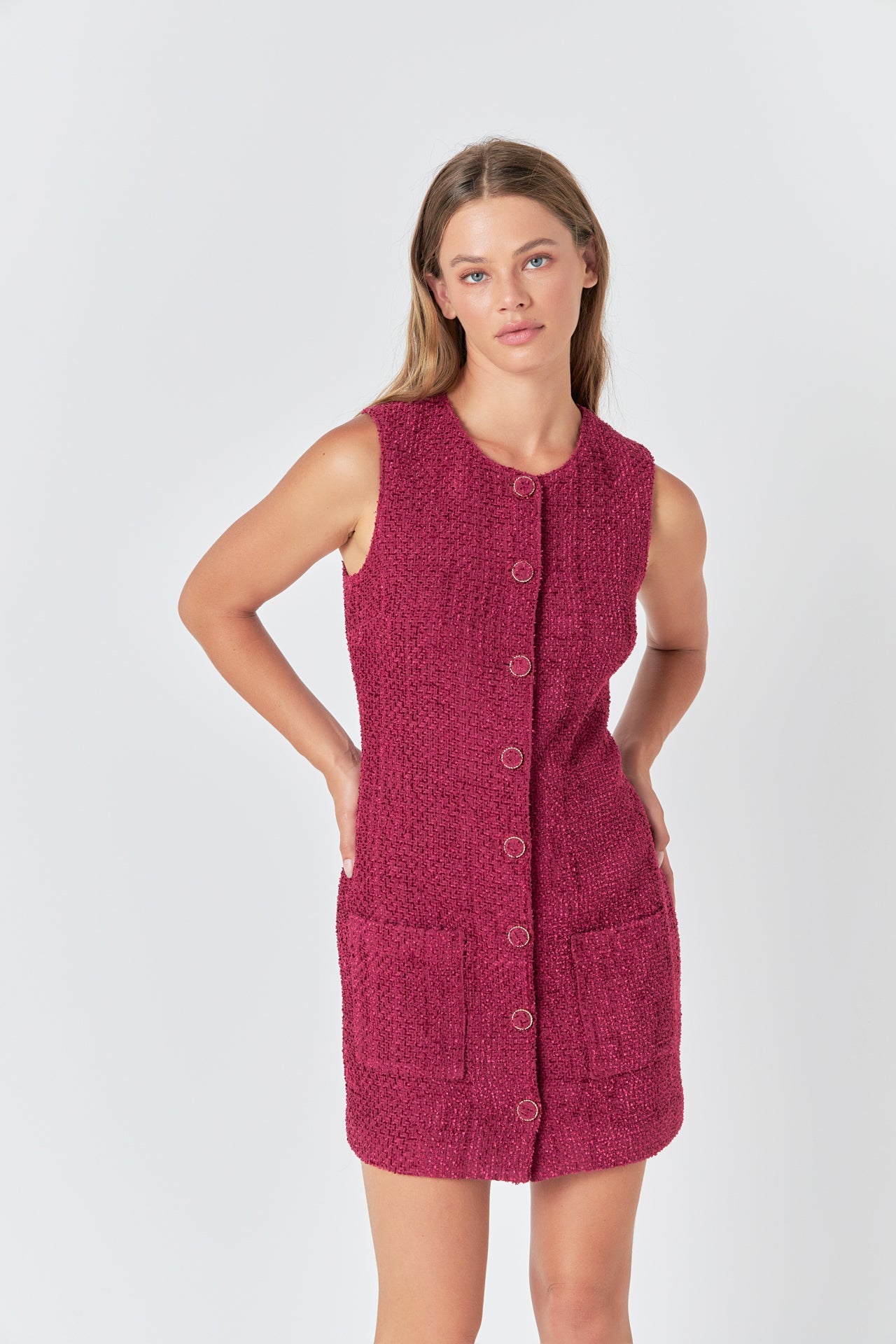 ENDLESS ROSE - Endless Rose - Sleeveless Tweed Mini Dress - DRESSES available at Objectrare