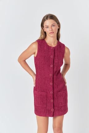 ENDLESS ROSE - Endless Rose - Sleeveless Tweed Mini Dress - DRESSES available at Objectrare