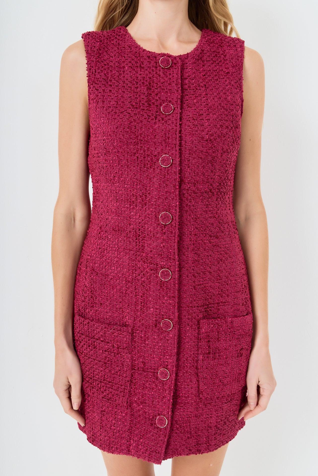 Sleeveless Tweed Mini Dress