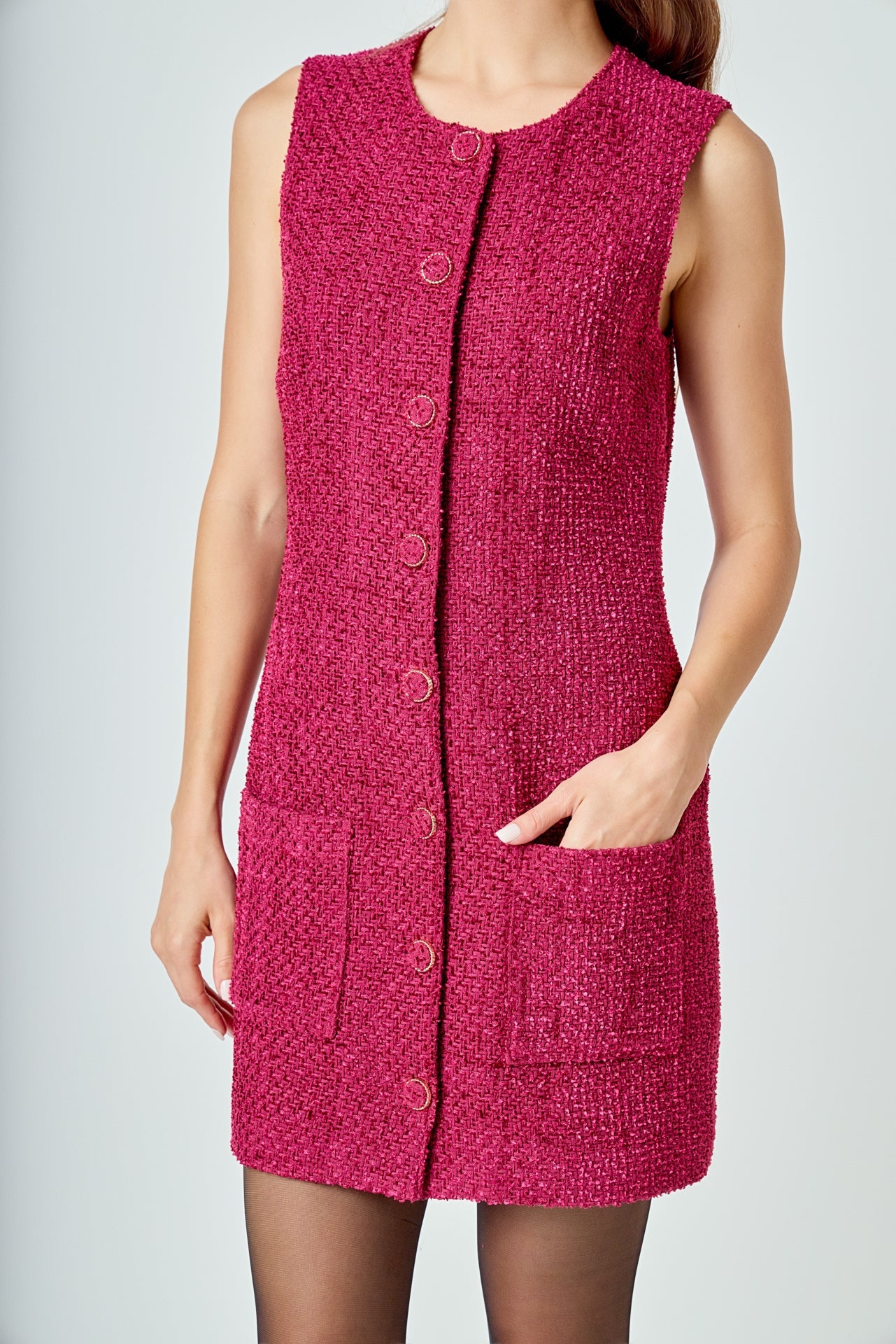 Sleeveless Tweed Mini Dress