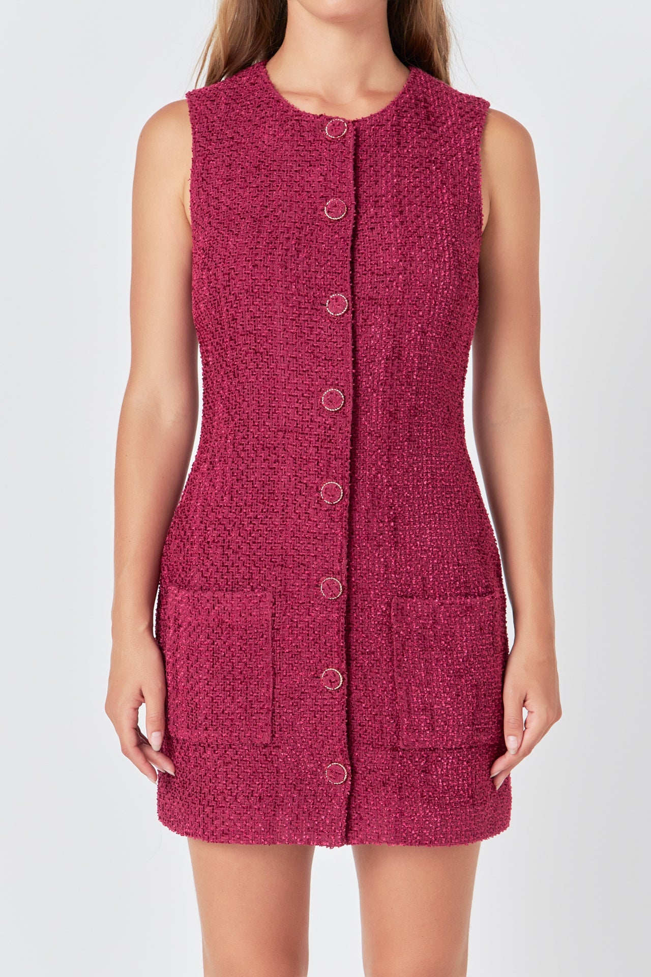 ENDLESS ROSE - Endless Rose - Sleeveless Tweed Mini Dress - DRESSES available at Objectrare