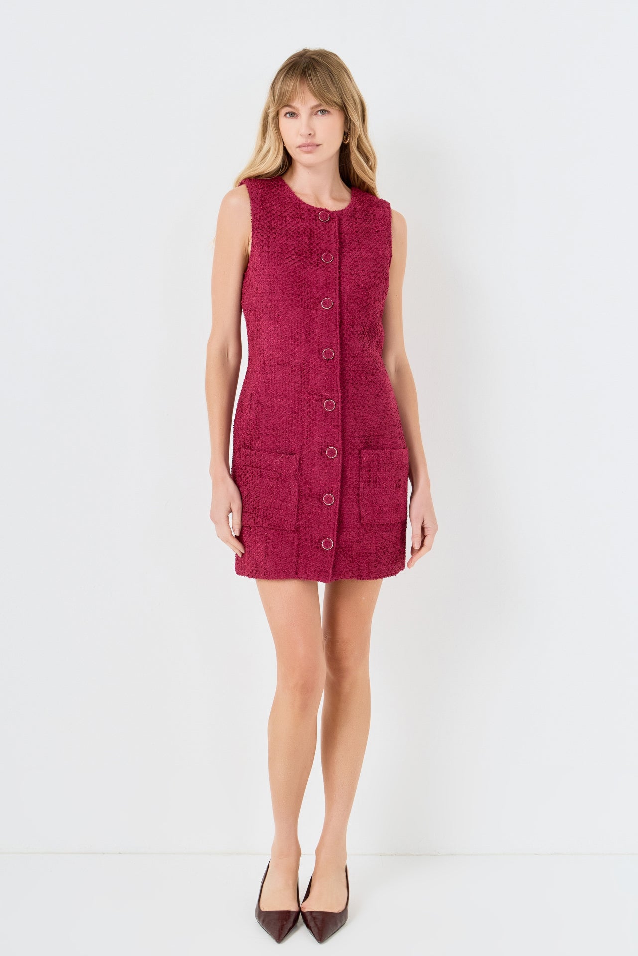 Sleeveless Tweed Mini Dress