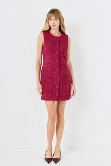 Sleeveless Tweed Mini Dress