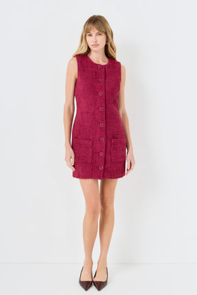 Sleeveless Tweed Mini Dress