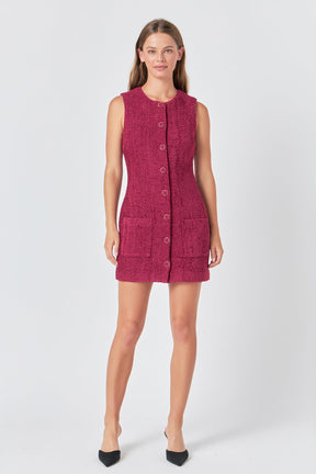 ENDLESS ROSE - Endless Rose - Sleeveless Tweed Mini Dress - DRESSES available at Objectrare