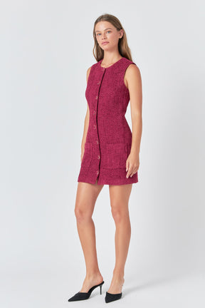 ENDLESS ROSE - Endless Rose - Sleeveless Tweed Mini Dress - DRESSES available at Objectrare