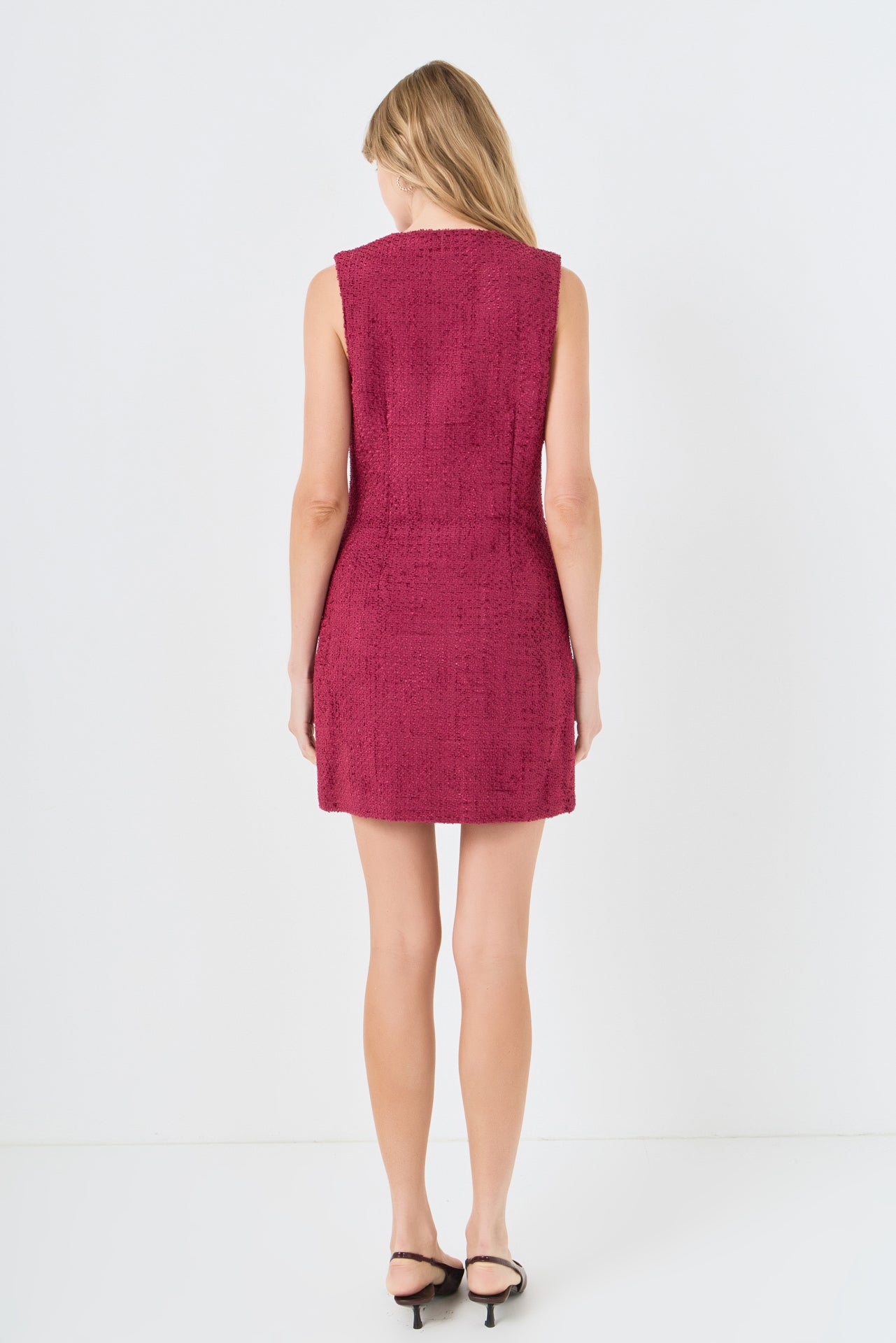 Sleeveless Tweed Mini Dress