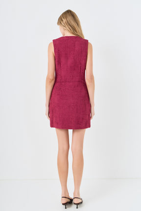 Sleeveless Tweed Mini Dress
