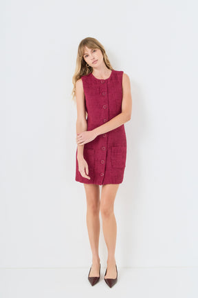 Sleeveless Tweed Mini Dress