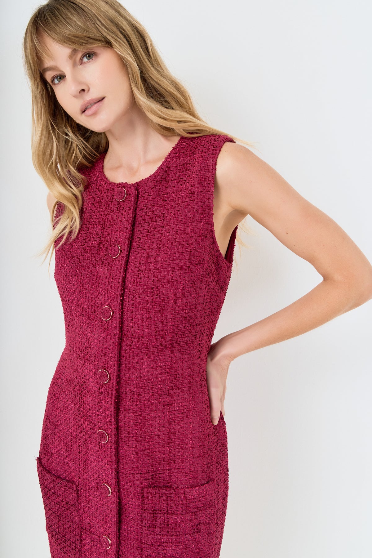 Sleeveless Tweed Mini Dress