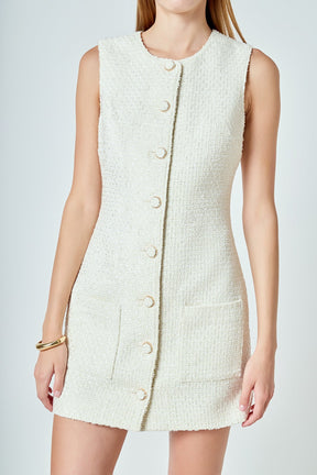 Sleeveless Tweed Mini Dress