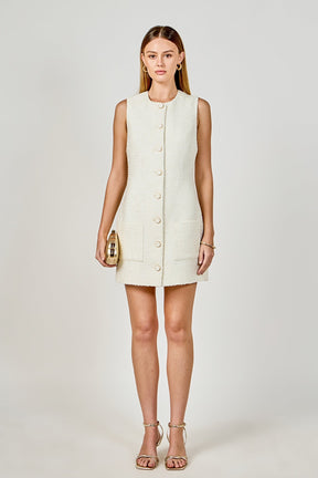 Sleeveless Tweed Mini Dress