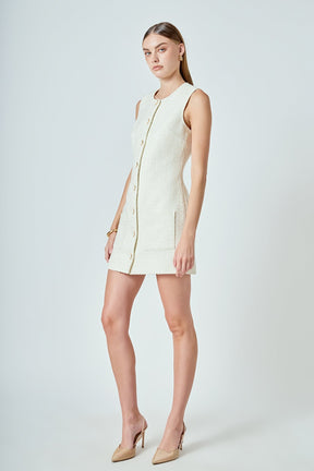 ENDLESS ROSE - Sleeveless Tweed Mini Dress - DRESSES available at Objectrare