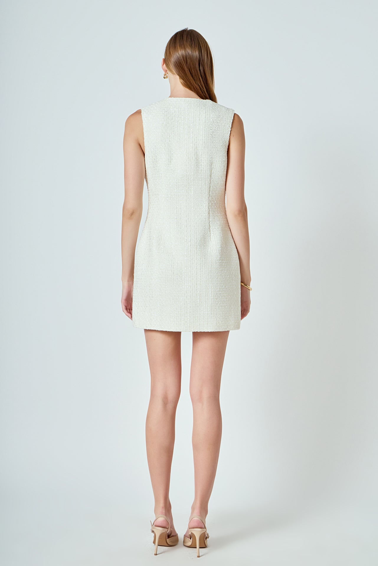 ENDLESS ROSE - Sleeveless Tweed Mini Dress - DRESSES available at Objectrare