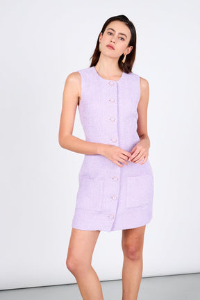 ENDLESS ROSE - Sleeveless Tweed Mini Dress - DRESSES available at Objectrare