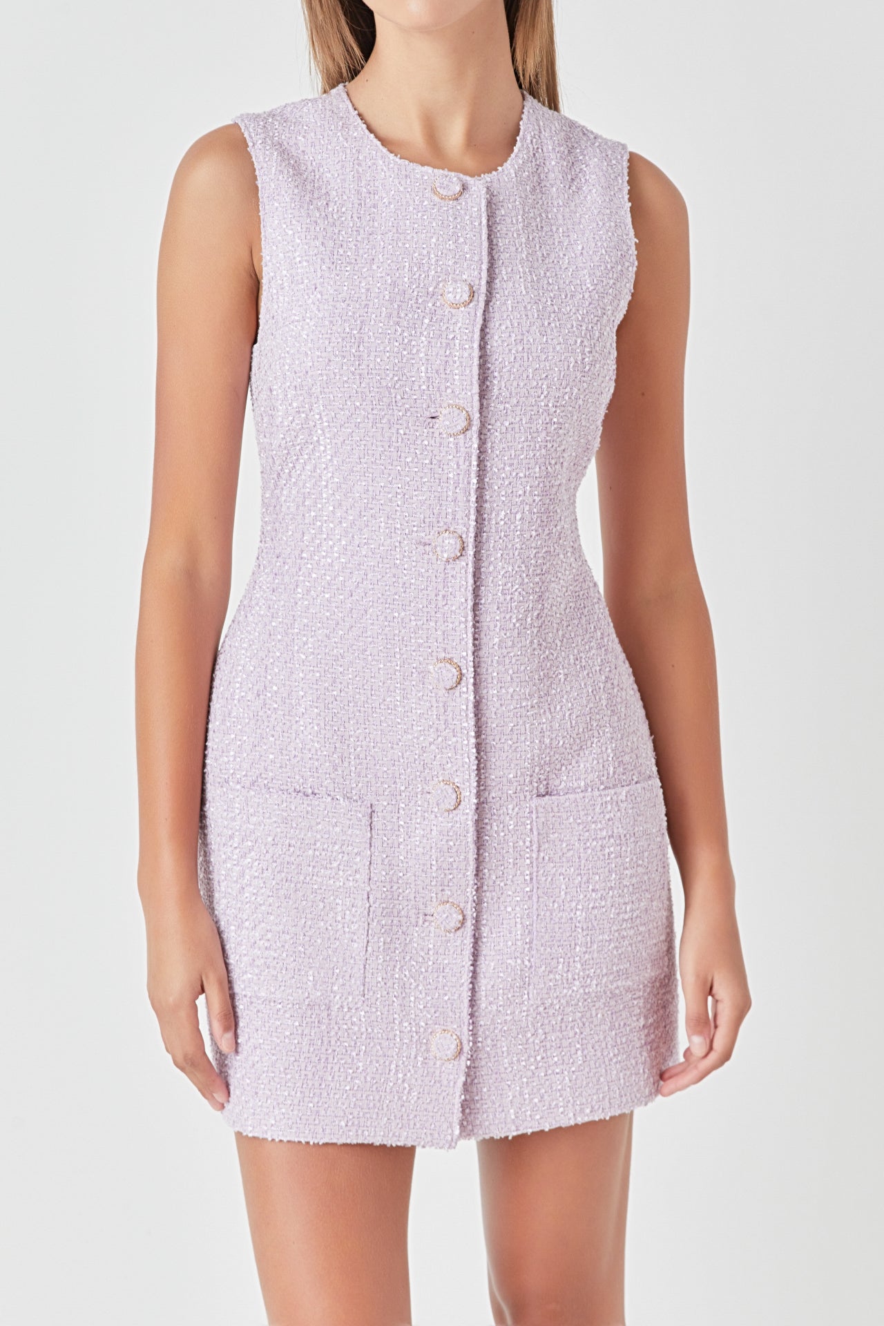 ENDLESS ROSE - Endless Rose - Sleeveless Tweed Mini Dress - DRESSES available at Objectrare