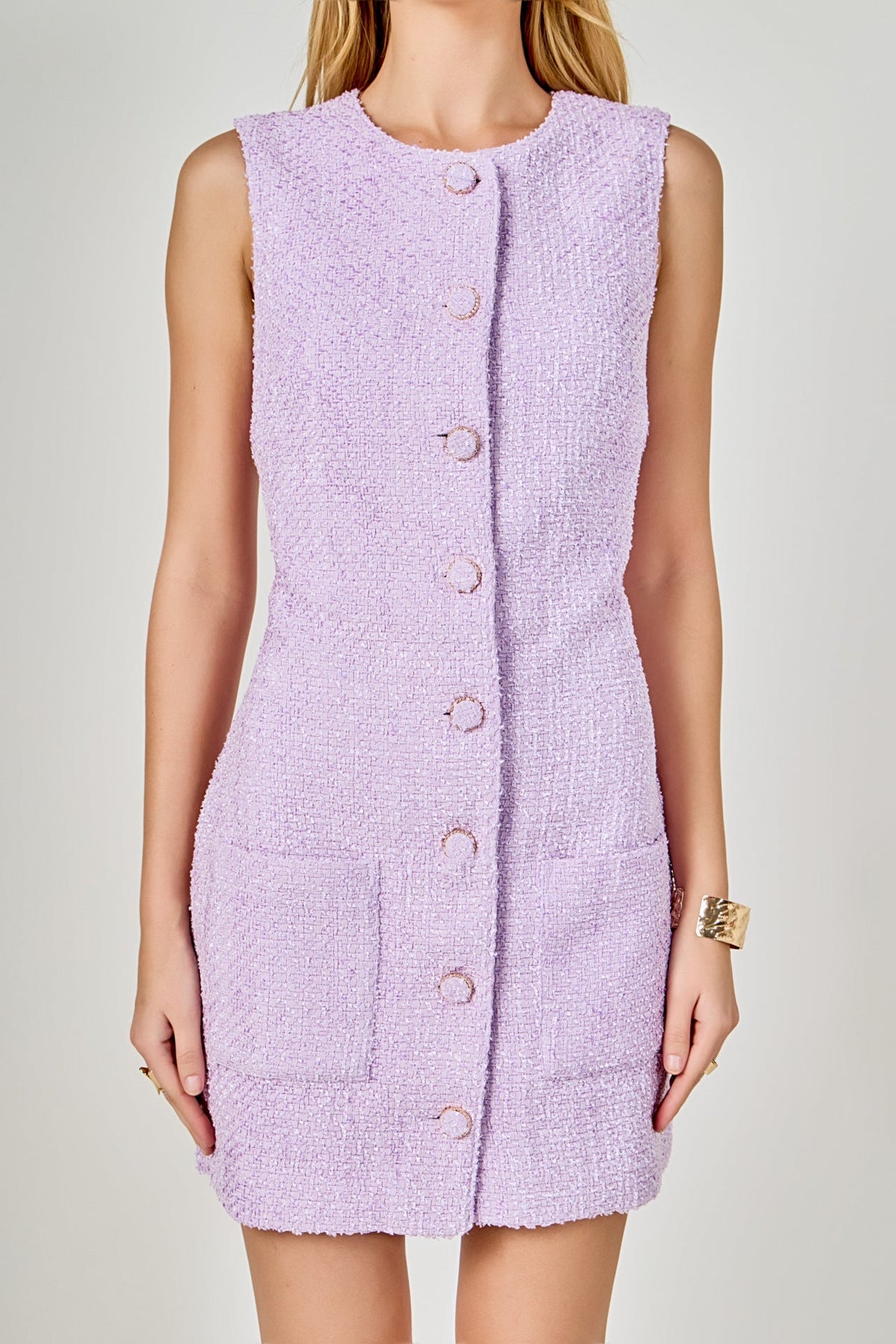 Sleeveless Tweed Mini Dress