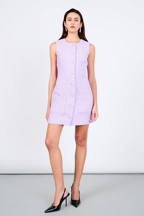ENDLESS ROSE - Sleeveless Tweed Mini Dress - DRESSES available at Objectrare