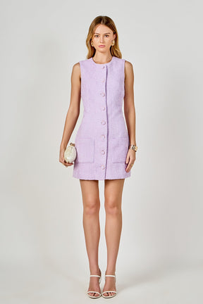 ENDLESS ROSE - Sleeveless Tweed Mini Dress - DRESSES available at Objectrare