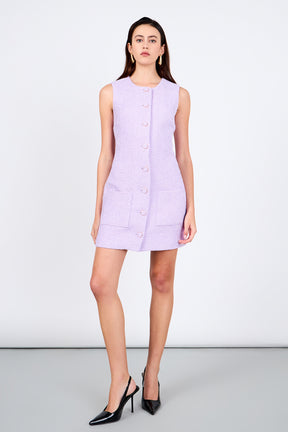 Sleeveless Tweed Mini Dress