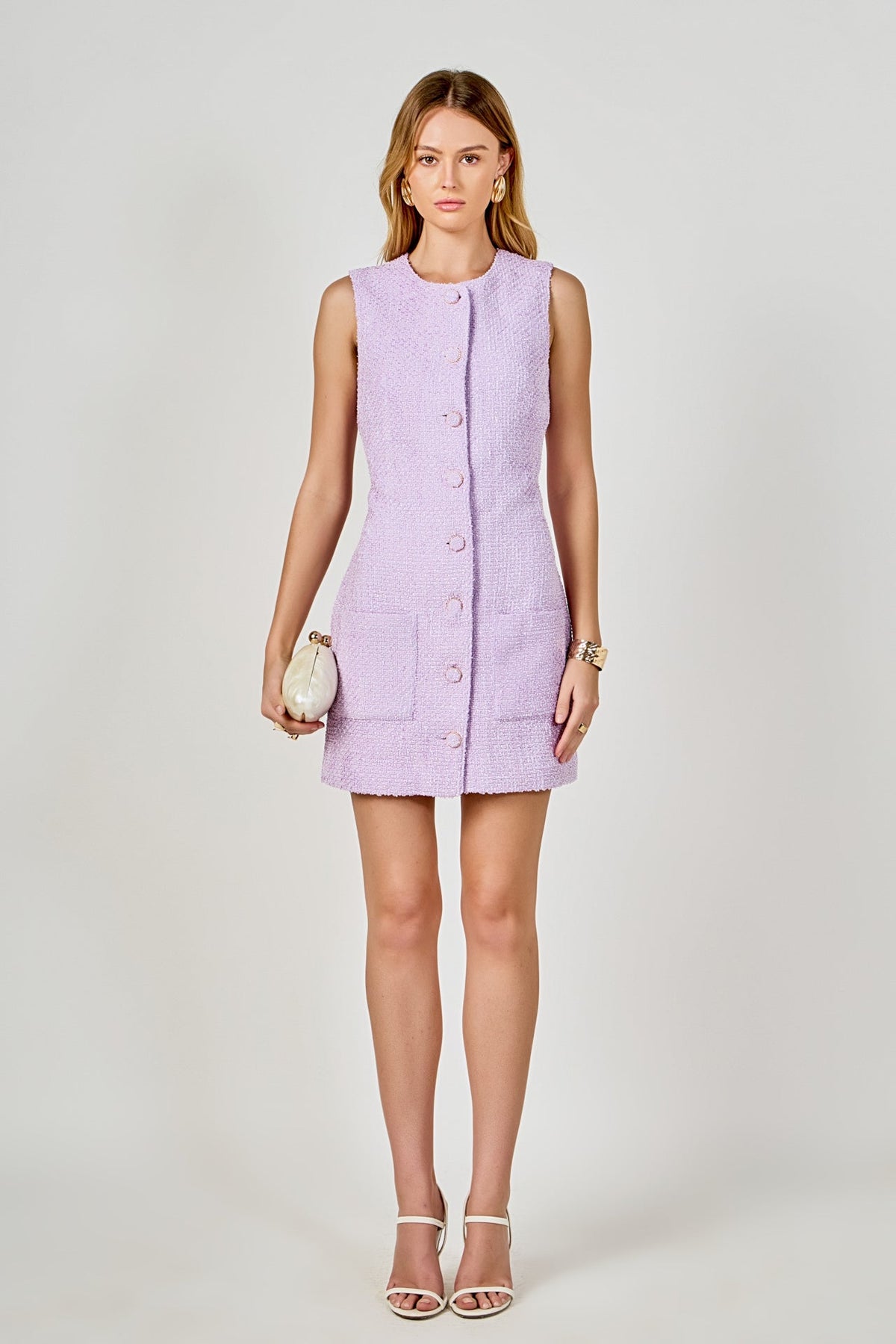 Sleeveless Tweed Mini Dress